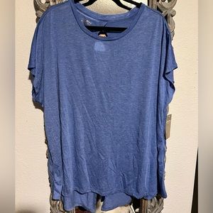 NWT Spalding Studio Open Back Glitter T-Shirt Plus Size 2X Blue Short Sleeve